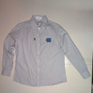 Vantage UNC Tar Heels Womens Check Button Down‎ Long Sleeve Shirt Gray Large